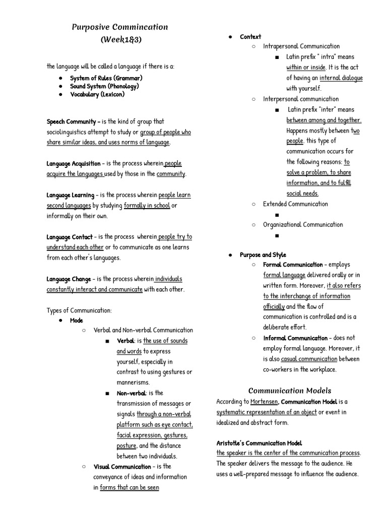 Purposive Communication Notes | PDF | Language Arts & Discipline ...