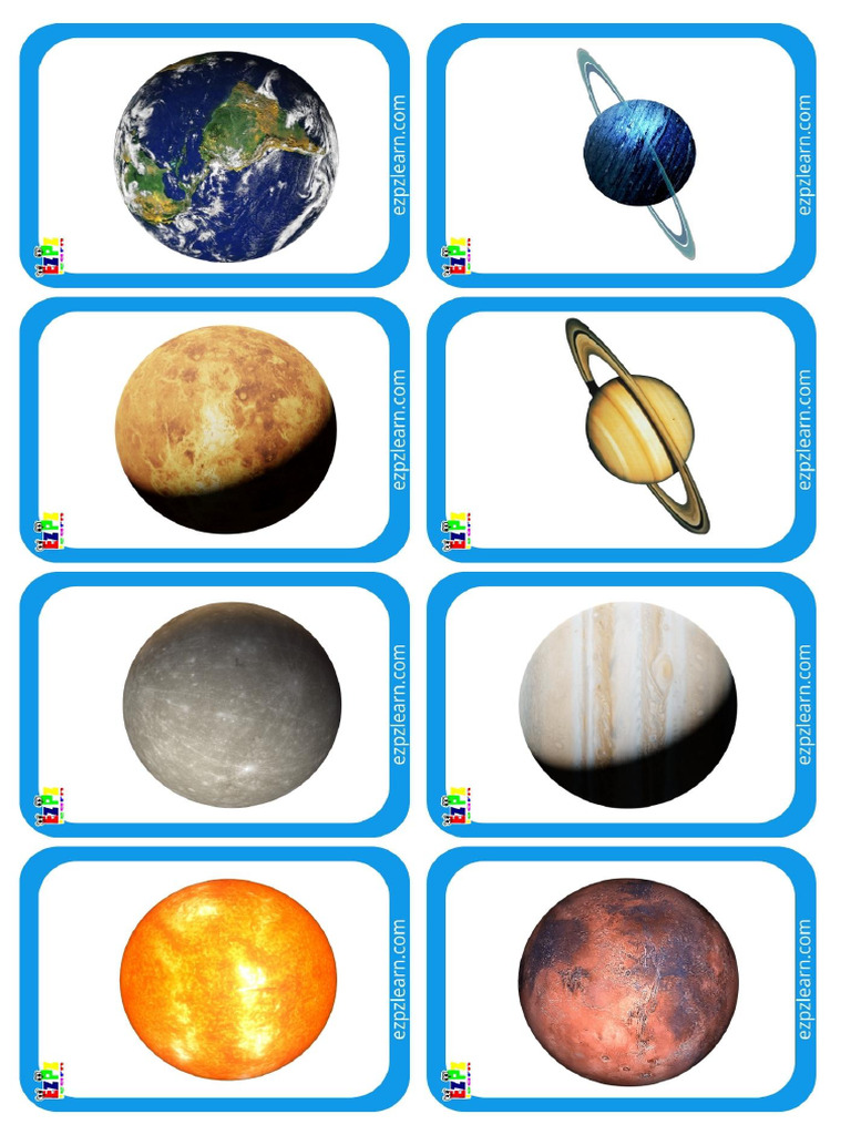 Solar System Planets Mini Cards For Kids Free PDF Flashcards | PDF