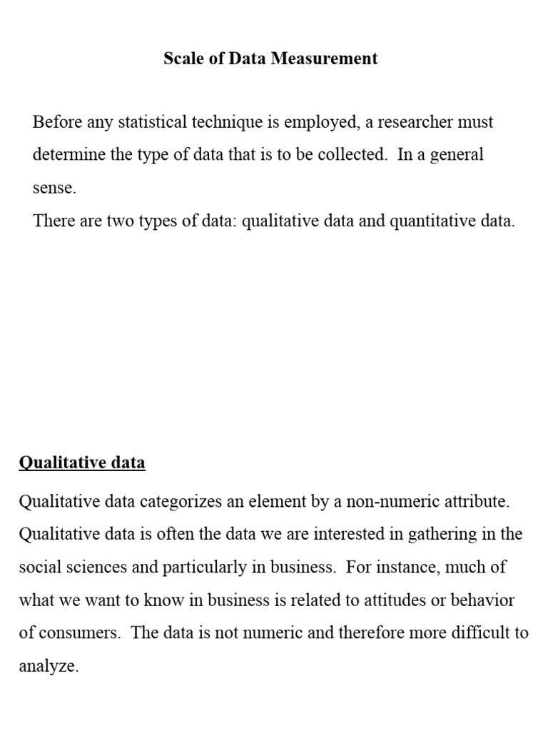Scale of Data Measurement | PDF | Level Of Measurement | Mean