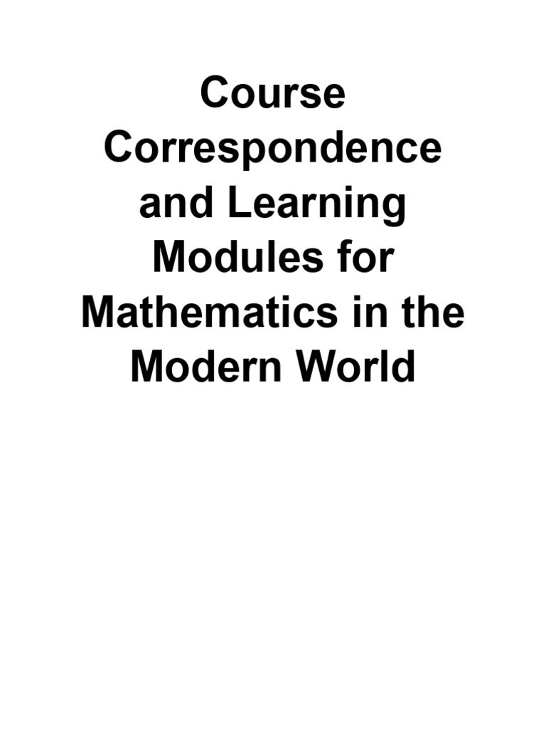 Learning modules for mathematics in the modern world for prelims pdf