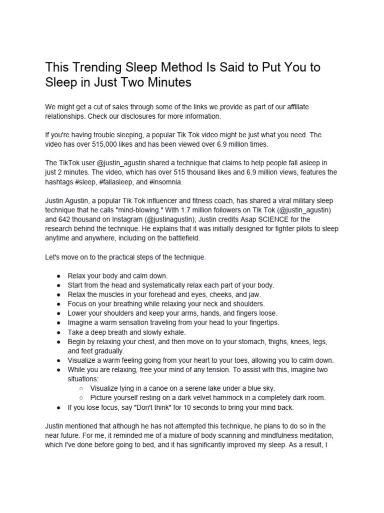 A Popular Method For Falling Asleep Quickly, Which Claims To Work in ...