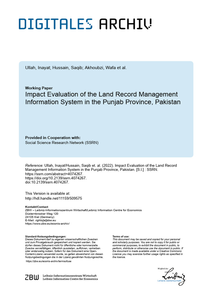 Impact Evaluation of The Land Record Management Information System in