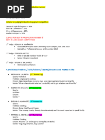 Criteria For Judging For Best in Production Number