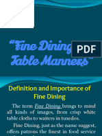 Chapter 3 Fine Dining and Table Appointment Power Point Presentation