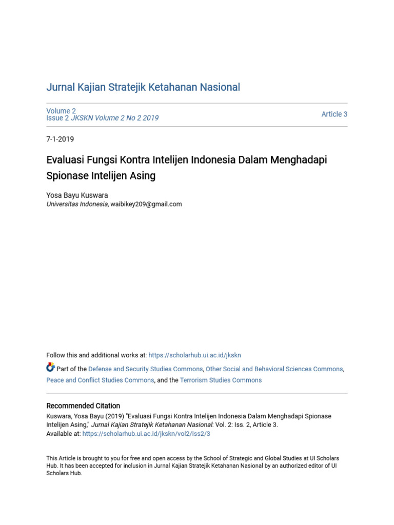 Fungsi Kontra Intelijen Indonesia | PDF | Intelligence Assessment ...