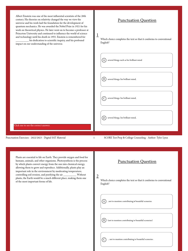 Punctuation Questions (Set 2) PDF Telescope Hubble Space Telescope