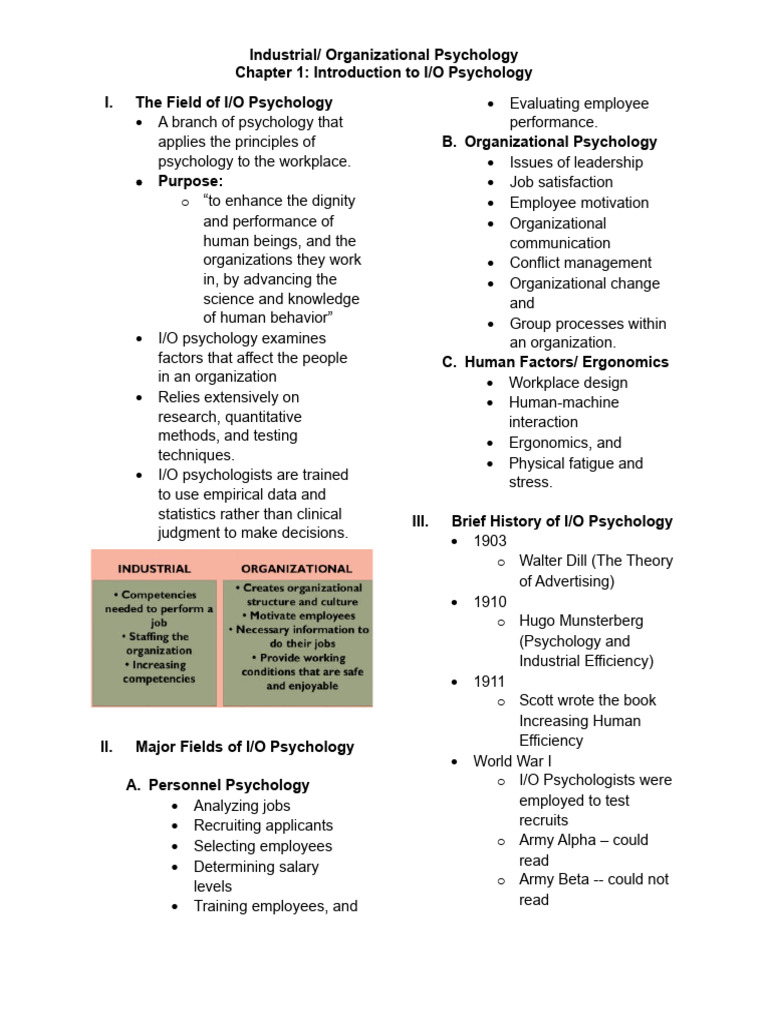 Introduction to I/O Psychology Basics | PDF