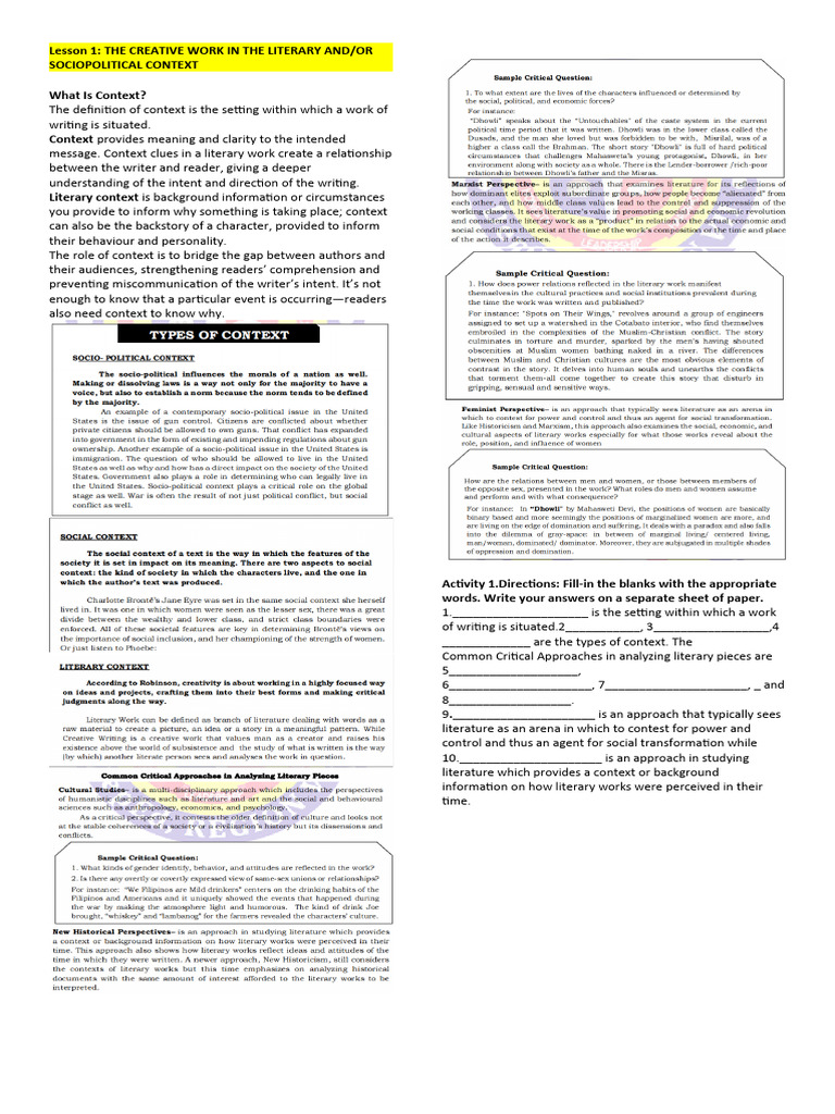 Creative Writing Module 6 | PDF | Essays | Word