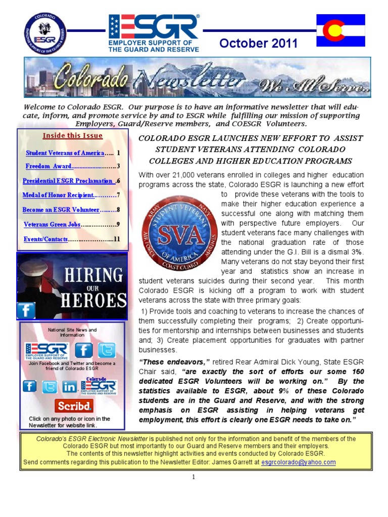 Colorado ESGR Supports Student Veterans | PDF | Green Job | United ...