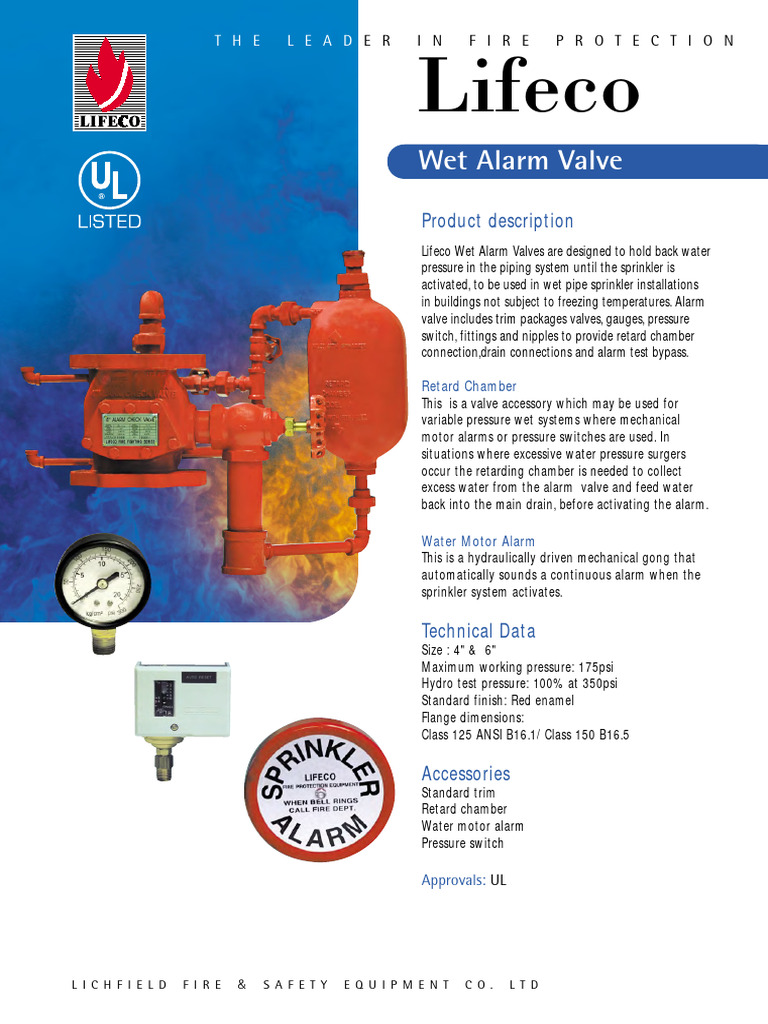 Lifeco Wet Alarm Valve Overview | PDF | Fire Sprinkler System | Valve