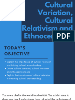 Cultural Variation, Cultural Relativism and Ethnocentrism