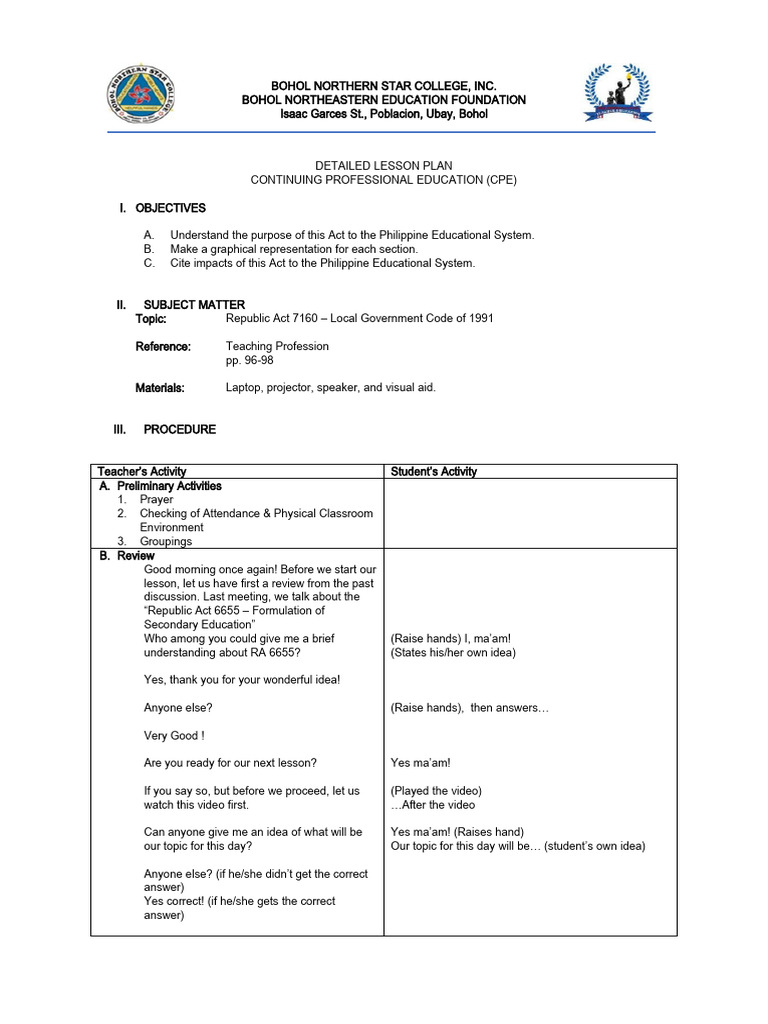 Detailed Lesson Plan Format | PDF