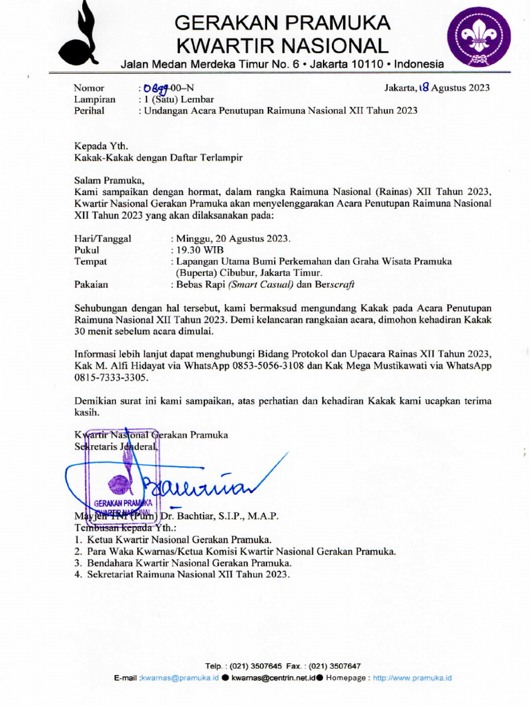 SKel. 0849-00-N Undangan Acara Penutupan Rainas XII | PDF