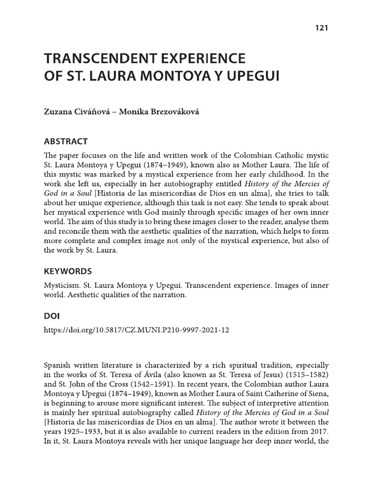 Transcendent Experience of ST Laura Mont | PDF