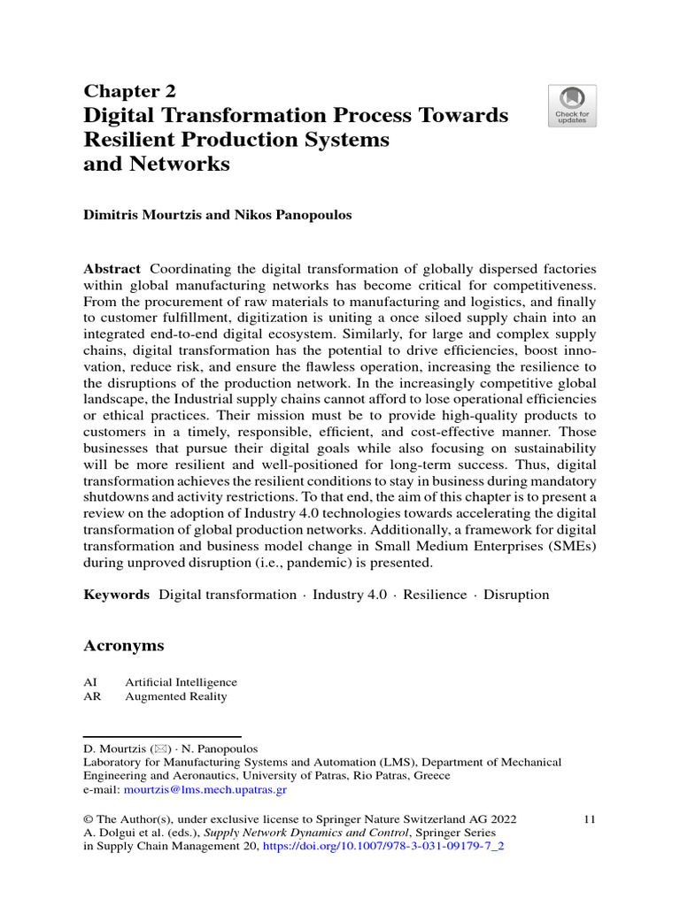 Digital Transformation in Production Systems | PDF | Supply Chain ...