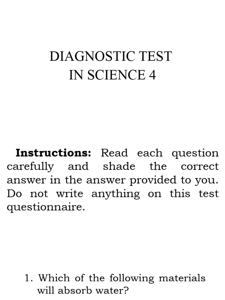 Diagnostic Test in Science 4 | PDF | Soil | Water