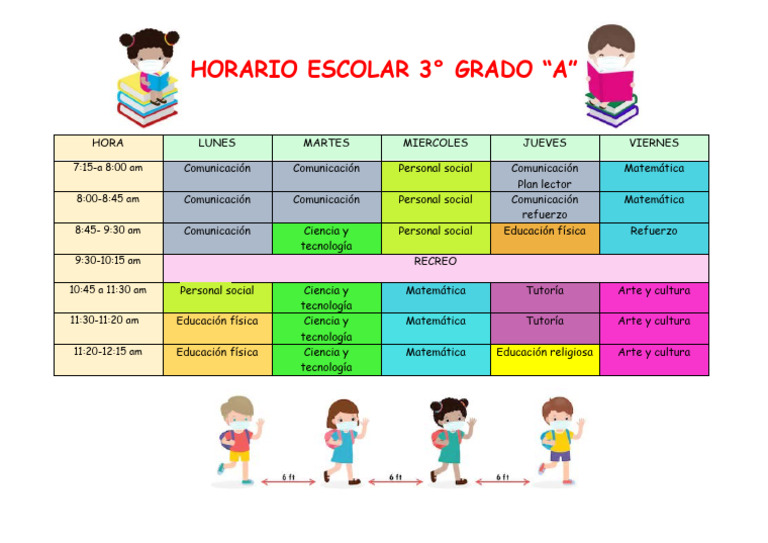 Horario Escolar Tercer Grado A 2023 PDF