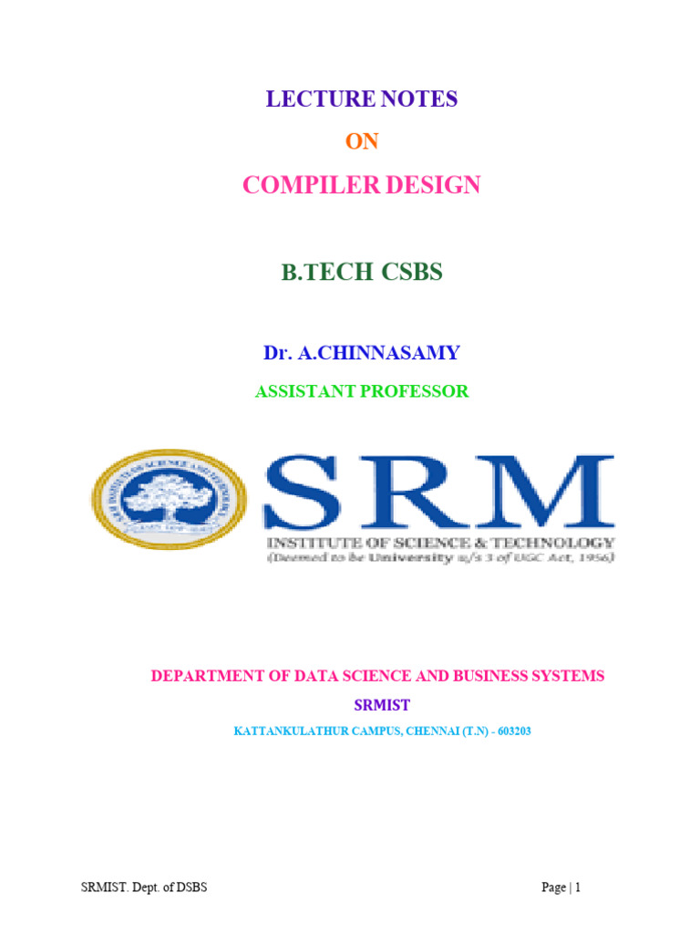 Compiler Design Notes | PDF