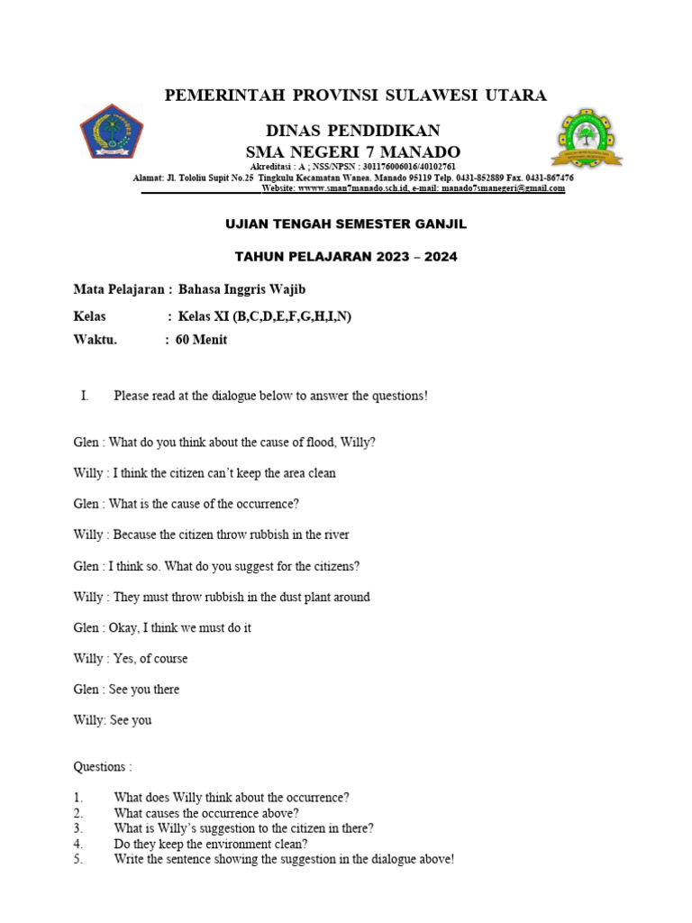 Contoh Soal Bahasa Inggris Kelas Xi Pdf