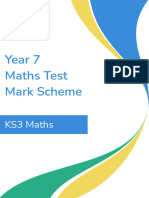 Year 7 Maths Test Mark Scheme