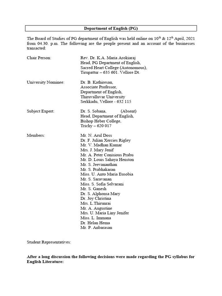 PG English Syllabus Revision Summary | PDF | Language Education