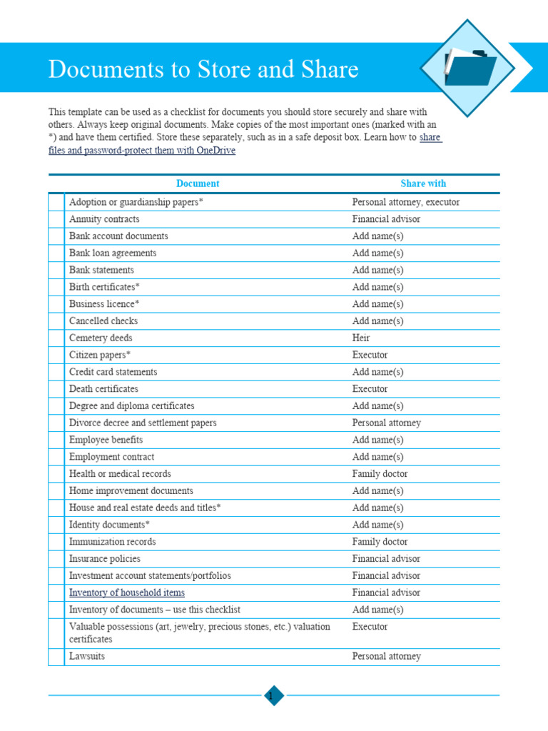 Essential Document Storage Checklist | PDF