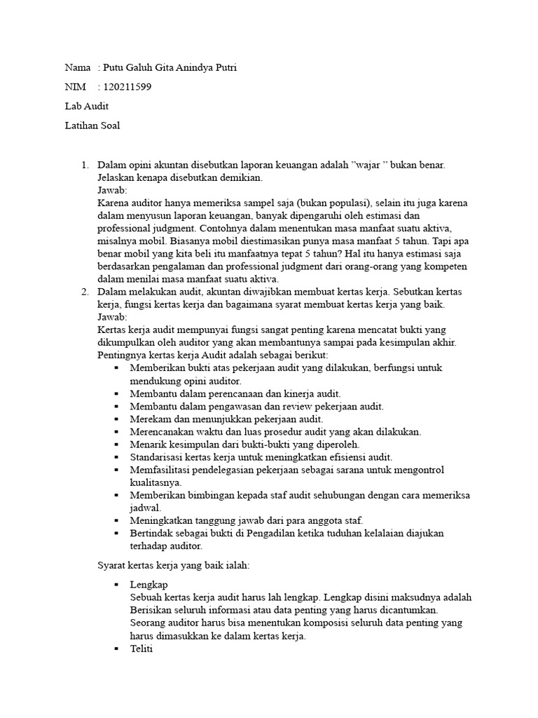 Latihan Soal Lab Audit Pdf