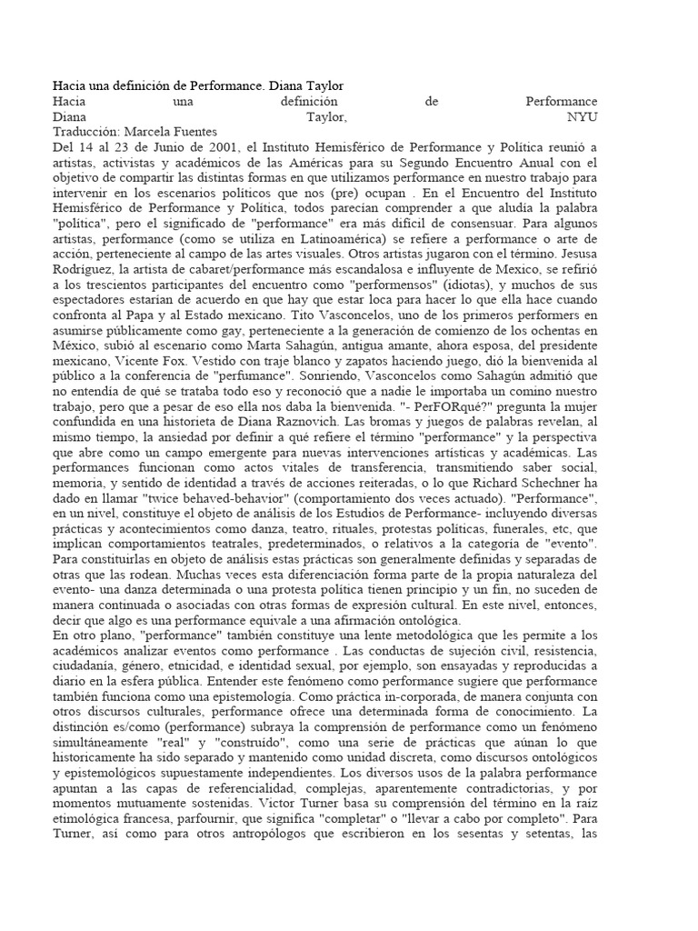 Hacia Una Definicion de Performance | PDF
