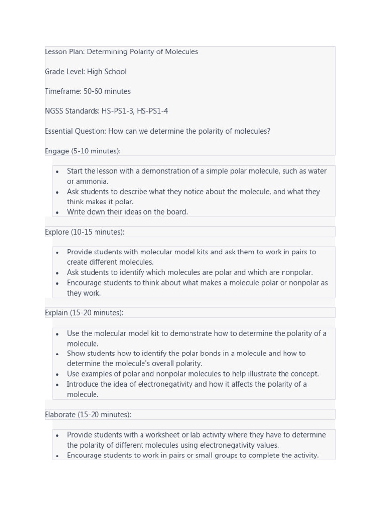Lesson Plan in Polarity | PDF