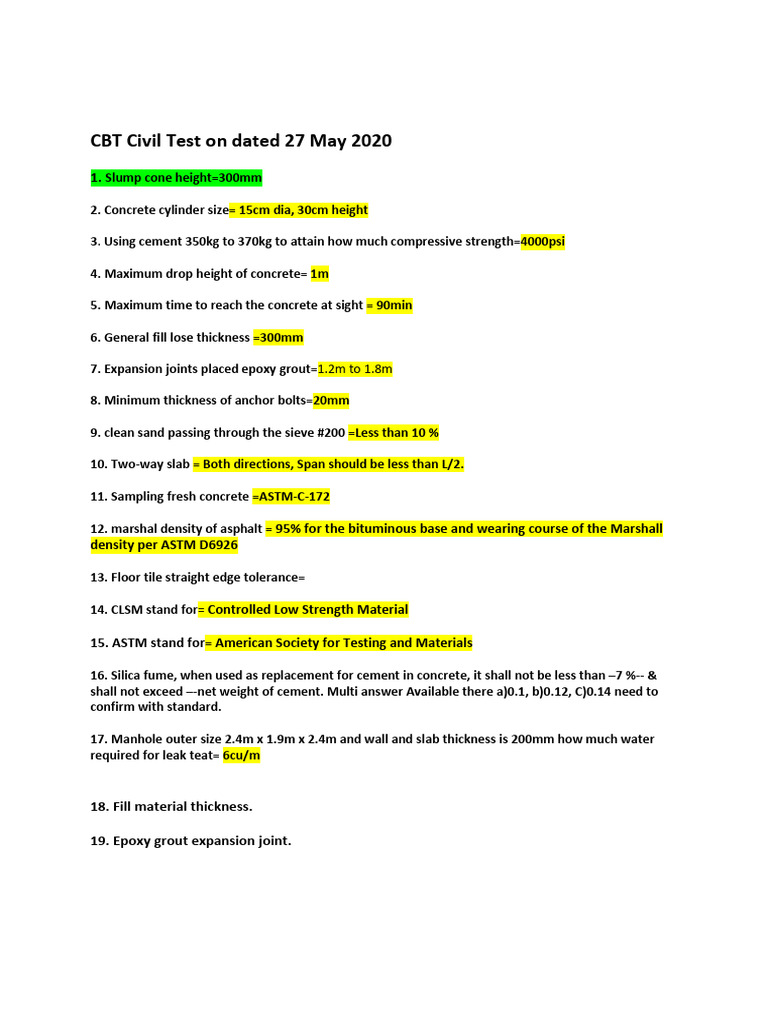 CBT Civil Test Overview and Standards | PDF | Technology & Engineering