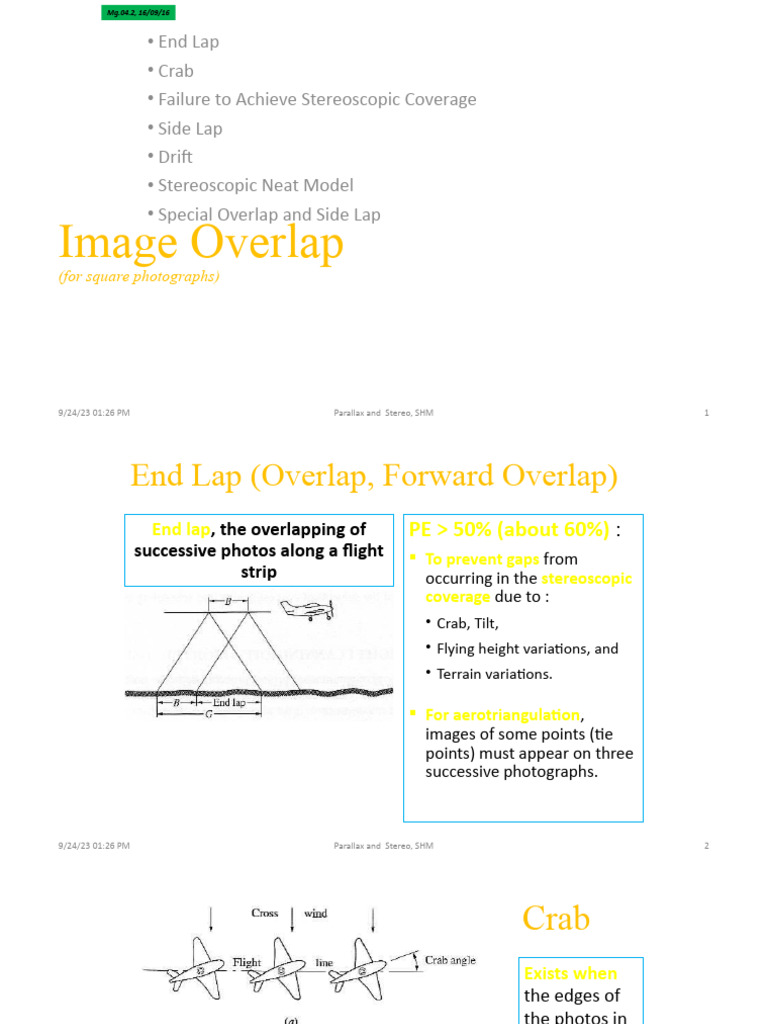 Aerial Photography Overlap Guidelines | PDF | Stereoscopy | Recording