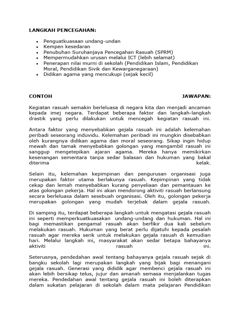 LANGKAH PENCEGAHAN Rasuah | PDF