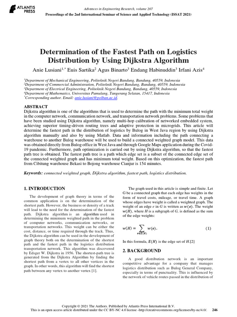 Determination of The Fastest Path On Logistics | PDF | Vertex (Graph ...