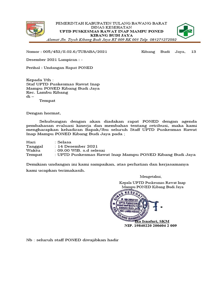 Undangan Rapat Poned | PDF