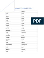 Vocabulary Words For IELTS List