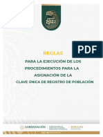 Reglas para La Ejecucion de Los Procedimientos Asignacion de La Curp