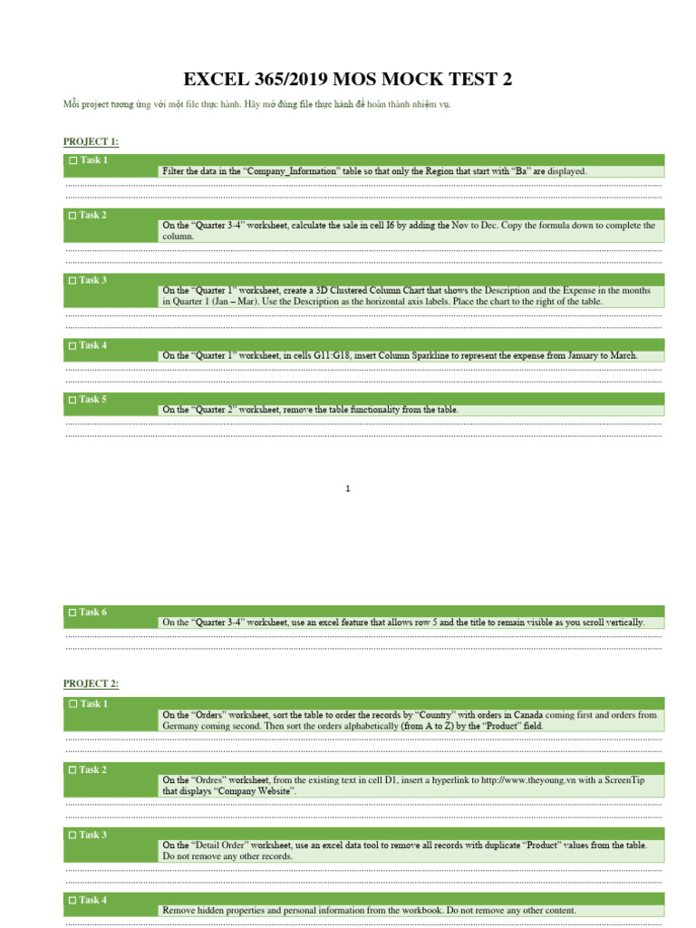 MOS Excel 365/2019 Mock Test 2 | PDF | Computers