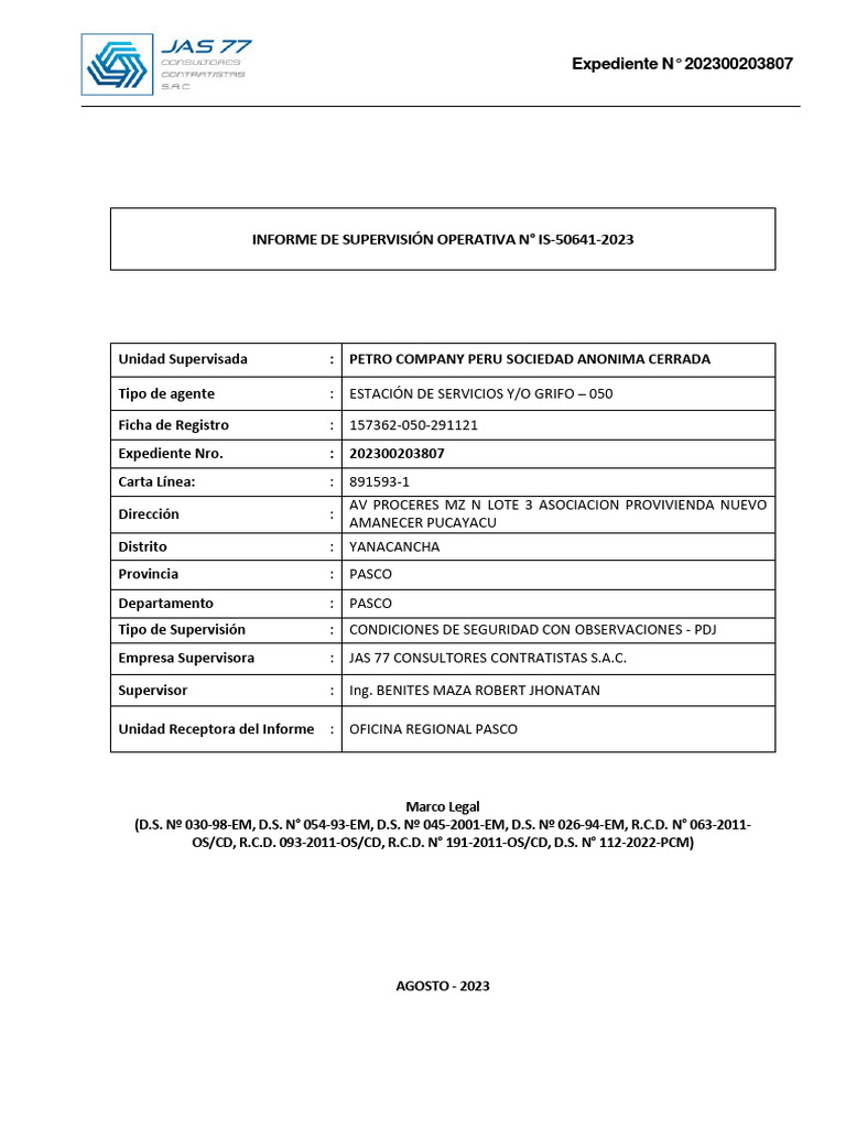Informe de Supervisión de Seguridad en Grifo | PDF | Naturaleza