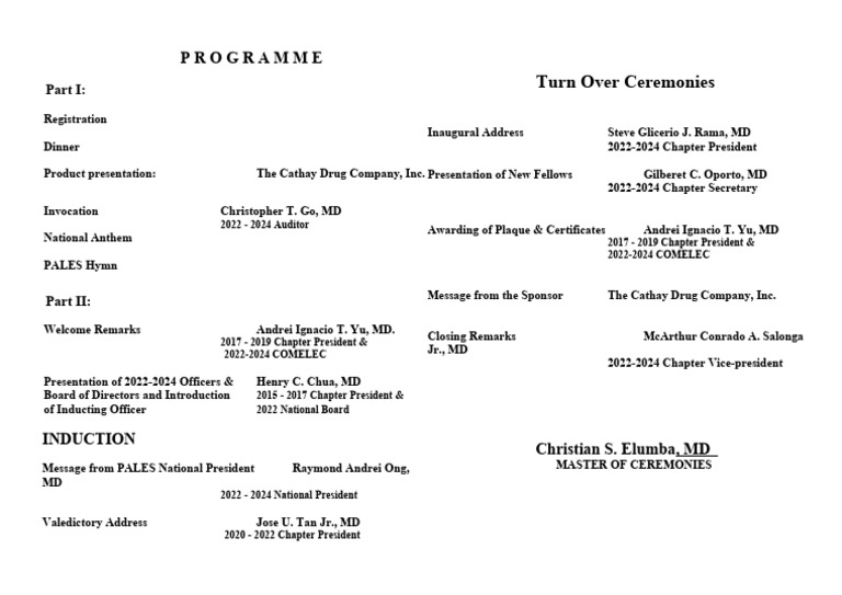 Turn over ceremonies programme pdf