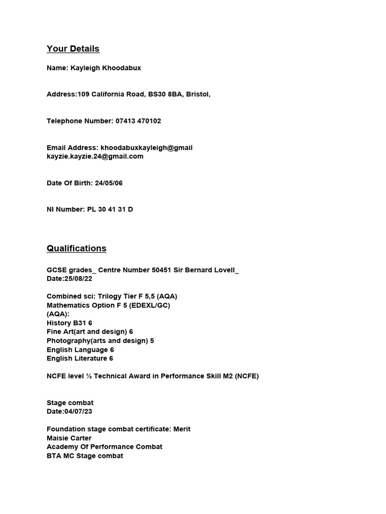 Kayleigh Khoodabux Crib Sheet PDF