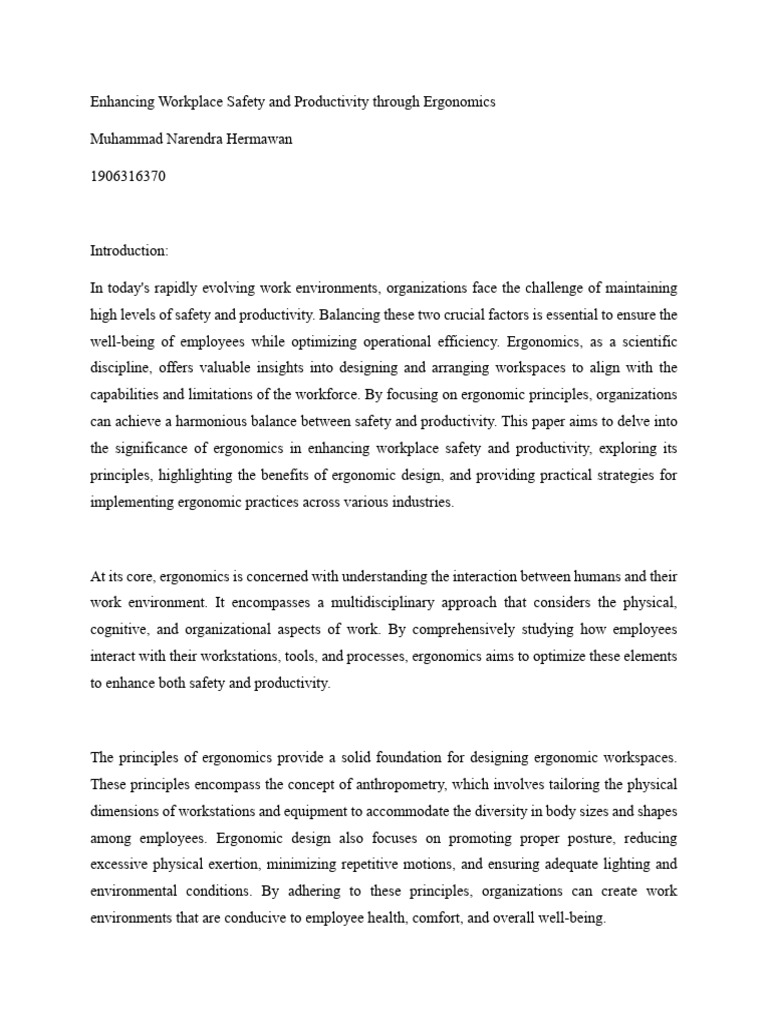 Ergonomics for Workplace Safety & Productivity | PDF | Human Factors ...