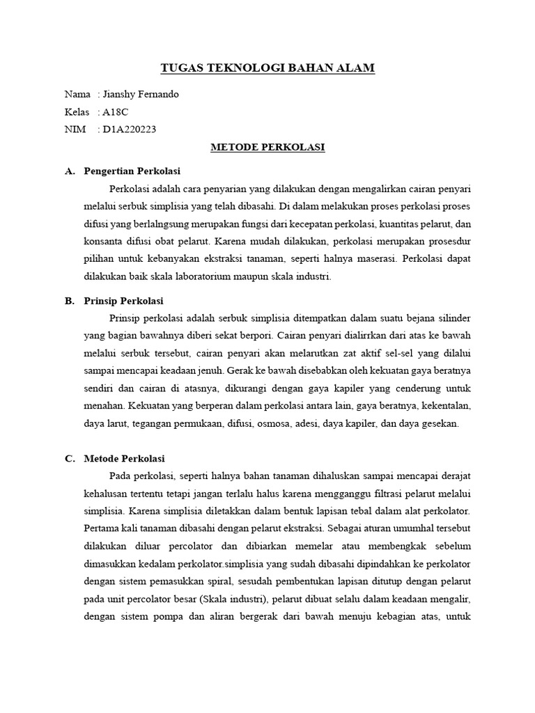 Metode Perkolasi untuk Ekstraksi Gingerol | PDF | Kesehatan Holistik