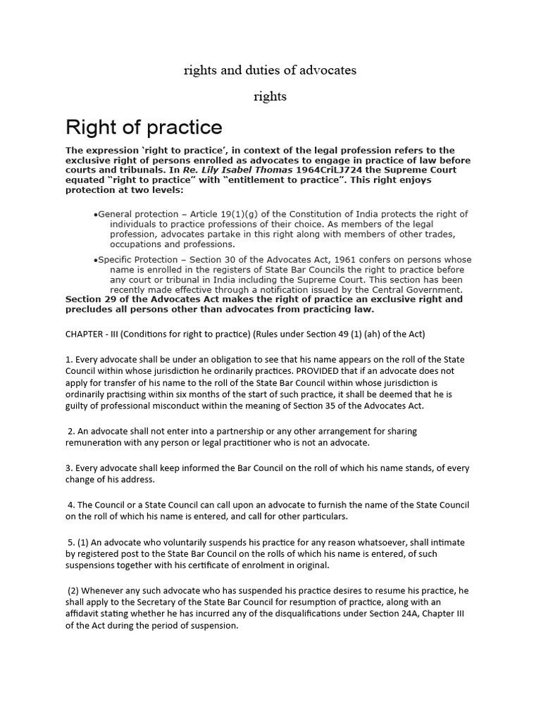 Rights and Duties of Advocates PDF Advocate AttorneyClient Privilege
