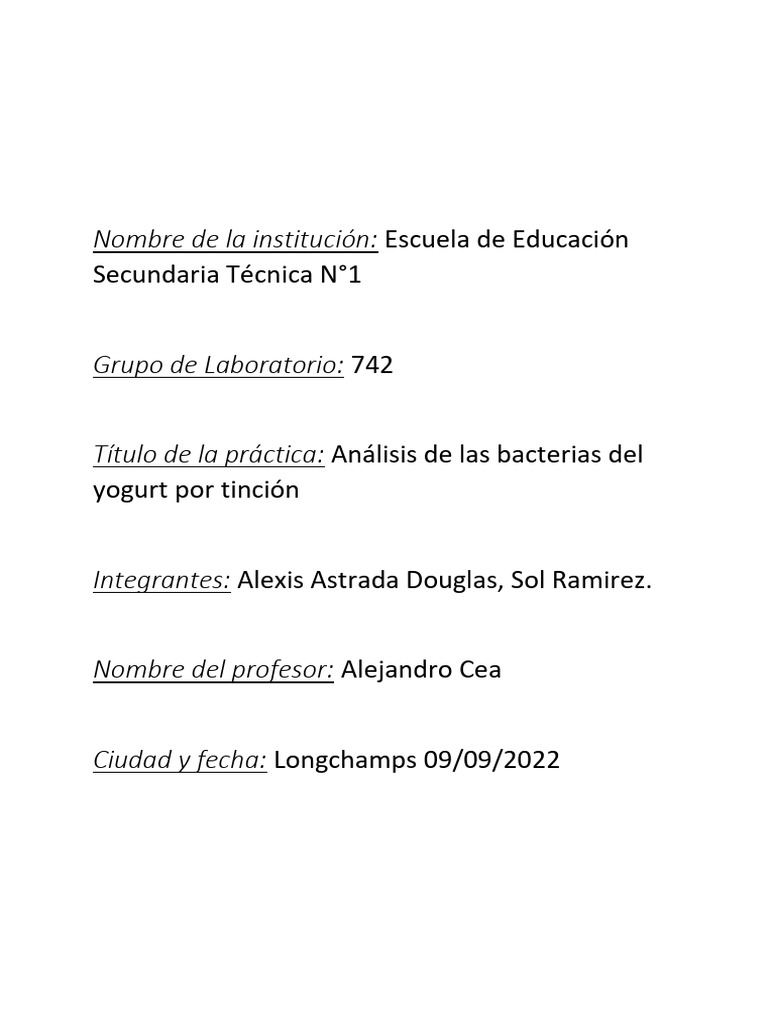 Análisis de Las Bacterias Del Yogurt Por Tinción | PDF