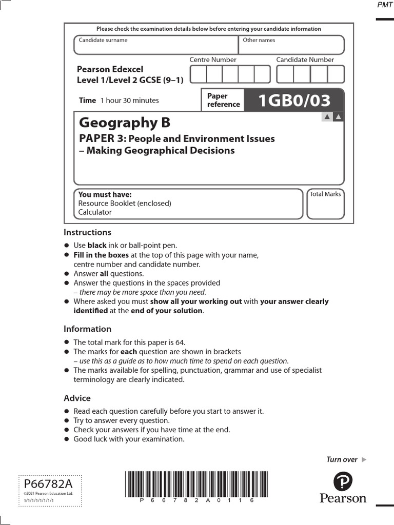 June 2021 QP Paper 3 Edexcel (B) Geography GCSE PDF