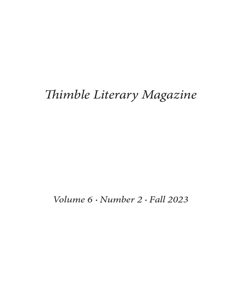 Thimble Literary Magazine Number 2 Fall 2023 PDF Tea