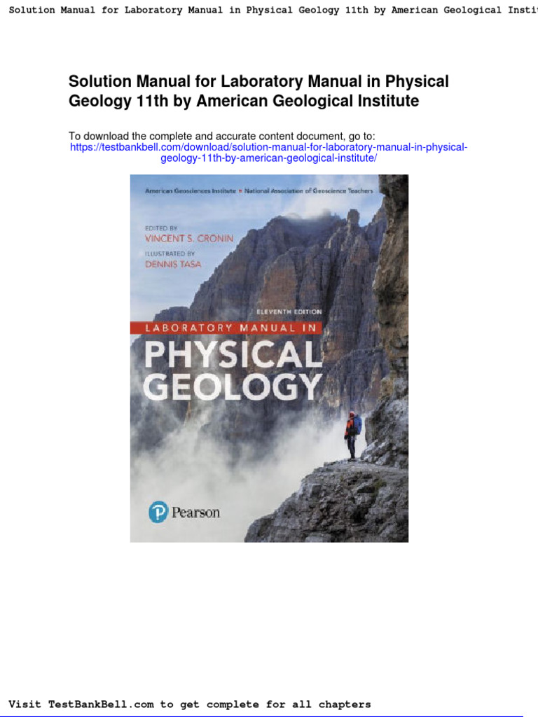 Solution Manual For Laboratory Manual in Physical Geology 11th by
