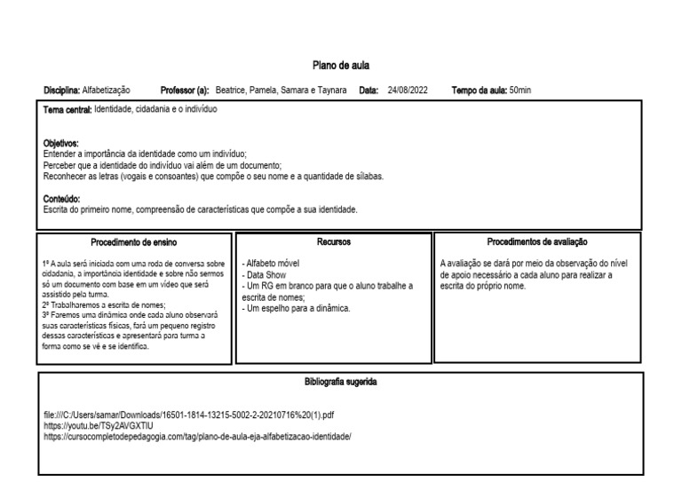 Aula sobre Identidade e Cidadania | PDF | Carreira e Crescimento