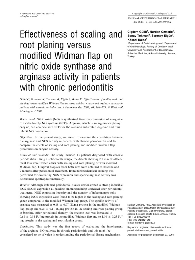 Effectivness of Scaling and Root Planing PDF Periodontology