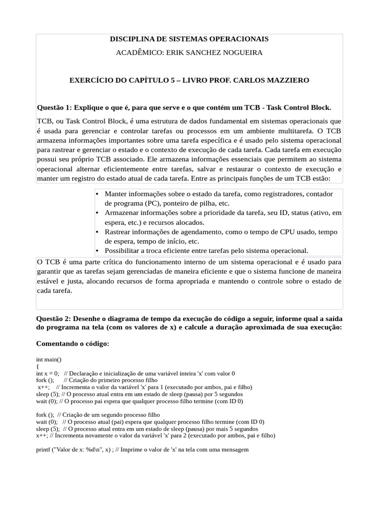 Entendendo TCB e Threads em Sistemas Operacionais | PDF | Thread ...